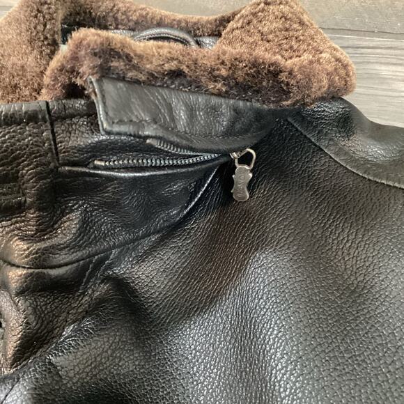 Longhi Leather Coat Mens L 52 Classic Jacket Removable Shearling Collar Luxury - Picture 14 of 16